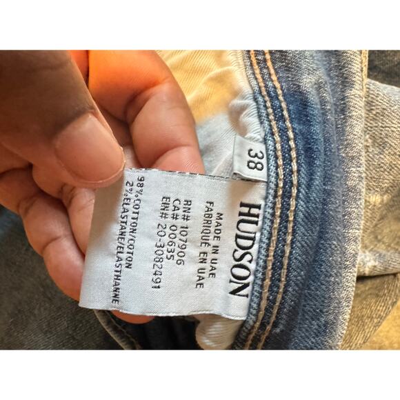 Hudson Sartor Relaxed Skinny Jeans Mens 38 Mura Wash Distressed Stretch Denim - Picture 4 of 8